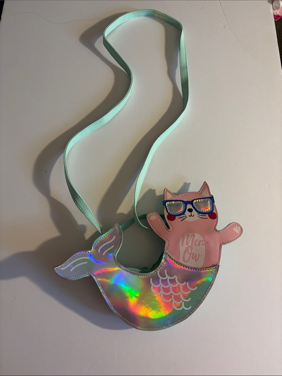 Other - Holographic Mermaid Cat Crossbody Bag in Mint and Pink